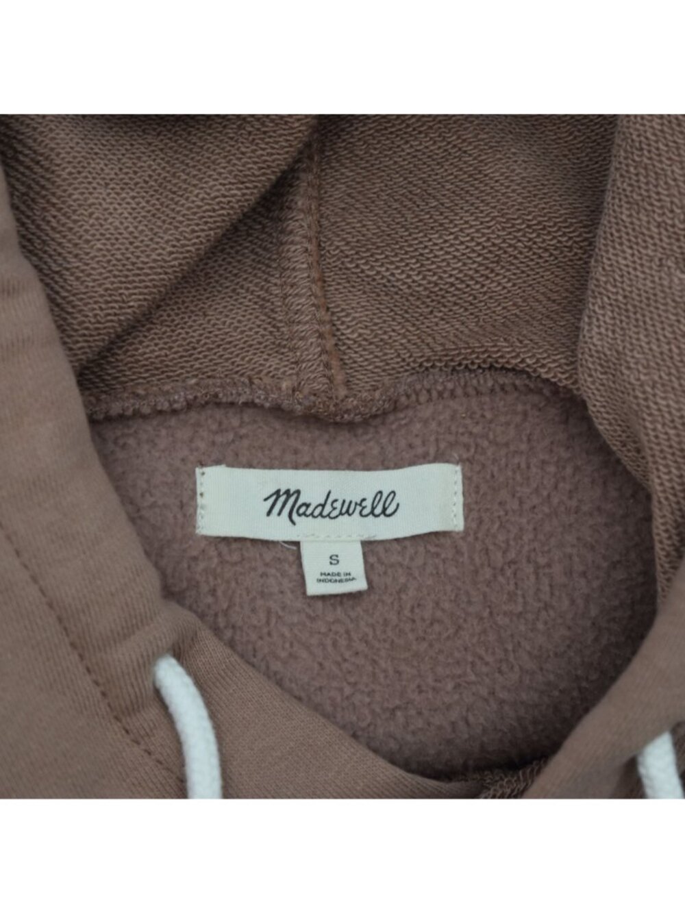 Madewell Resourced Fleece Bubble Sleeve Hoodie Sweatshirt Brown Sherpa Womens S - Picture 5 of 7